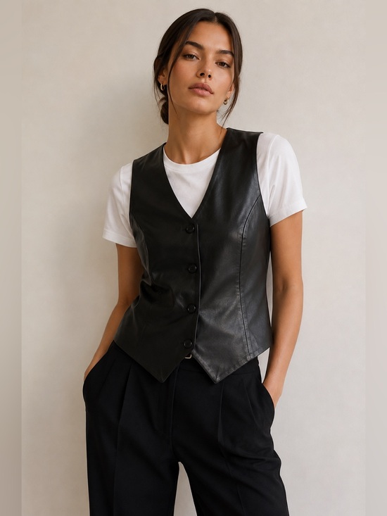 Danier Jackets & Blazers - Vintage late 90s danier Genuine Leather Vest Black Lambskin